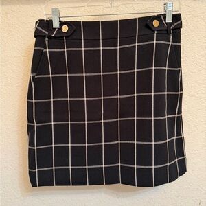 LOFT Black Grid Pattern Mini Skirt